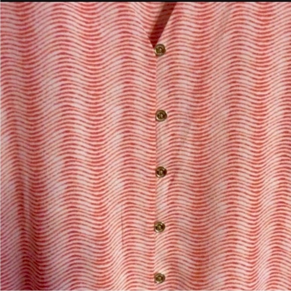 MICHAEL Michael KORS Button Down Short Sleeve FRONT Tie V-Neck SHIRT Size LARGE - Picture 5 of 10